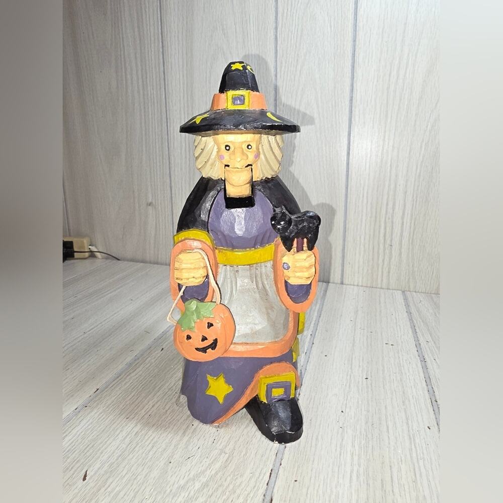Vtg Witch Halloween Nutcracker Handcrafted Primitive Festive Decor Spooky Season